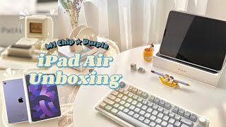 ipad air 5 purple unboxing  with accessories 📦 ASMR  loffi snow [upl. by Wendye]