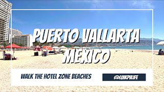 Puerto Vallarta Mexico  Walk the Hotel Zone Beaches in 4K video [upl. by Aihsenot403]