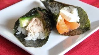 Hand Roll Sushi Recipe  Japanese Cooking 101 [upl. by Refiffej280]