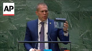 Israeli envoy shreds copy of UN Charter denounces resolution granting Palestine new rights [upl. by Nylyaj537]