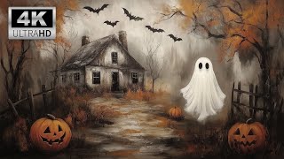 Ghost by Farmhouse  Halloween TV Wall Art Screensaver 4K NO SOUND [upl. by Atnima279]