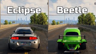 NFS Unbound Mitsubishi Eclipse GSX vs Volkswagen Beetle  WHICH IS FASTEST Drag Race [upl. by Ahsikat]