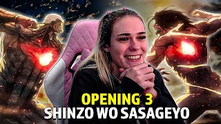 SHINGEKI NO KYOJIN OPENING 3 REACCION  SHINZO WO SASAGEYO [upl. by Adnohral]