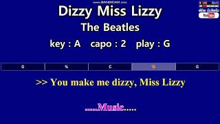 Dizzy Miss Lizzy  The Beatles Karaoke amp Easy Guitar Chords Key  A Capo  2 [upl. by Adnamas910]