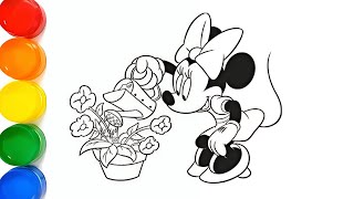 How to Draw Minnie Mouse Step by Step Easy  Minnie Mouse Drawing Painting and Coloring 17 [upl. by Zendah]