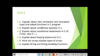 UNIT WISE IMP C C Programming important questions [upl. by Andros]