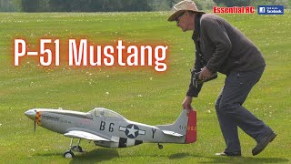 YT  ESM P51 Mustang with Laser 160 inline twin engine  HARD LANDING [upl. by Anneuq]