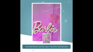 3D Printed Multicolor Doll Style Logo or Your Name Desk Sign Decoration Mattel 8quotx6quotx1quot [upl. by Lukash]