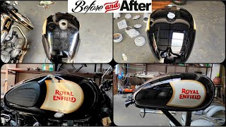 Royal enfield accident tank painting  9384328110 [upl. by Kcirdaed]