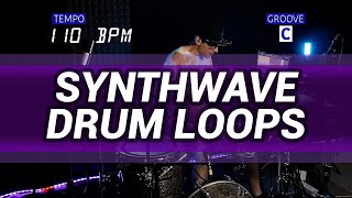 Synthwave drum loops 110 BPM  The Hybrid Drummer [upl. by Eiwoh630]