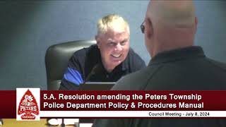 Peters Township Council  Regular Meeting  July 8 2024 [upl. by Nannie]