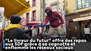 quotLe livreur du futurquot offre des repas aux SDF grâce à sa cagnotte et enflamme les réseaux sociaux [upl. by Llewej898]