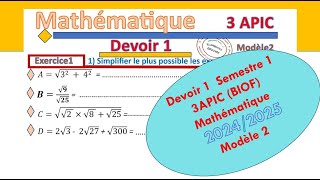 DEVOIR 1 MATH 3APIC BIOF MODELE 2 [upl. by Alyos]