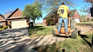 Mulching leaves on a windy day [upl. by Burrill]