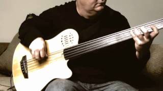 Playing my Godin A5 acoustic electric fretless bass Fast funk groove  Darrell Craig Harris Cirque [upl. by Muna]