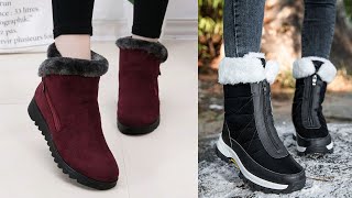 New WInter Beautiful footware fashionable boots and Warm Plush Snow Shoes Zipper designs 2024 [upl. by Lerred]