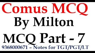 John Milton MCQ Part  7 Comus MCQ Explained in Hindi [upl. by Dita]