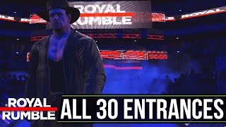 WWE ROYAL RUMBLE 2017  ALL 30 Entrances of the Rumble Match WWE 2K17 [upl. by Carlen401]