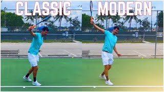 Classic vs Modern OneHanded Backhand Tennis Technique [upl. by Ainehta]