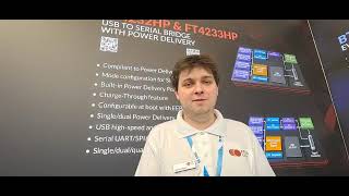 FTDI Chip FT4233HP USB Type C Chargethrough Demonstration at Embedded World 2023 [upl. by Haerr895]