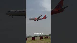 akasaair Landing at Varanasi Airport 😍🛬 youtubeshorts india varanasi aviation b737 [upl. by Aysan423]