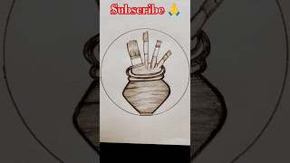 Easy Brush Pot Drawing  Pot Drawing with Pencil  Pencil Shading Drawing  Shorts 2024 [upl. by Ellebyam866]