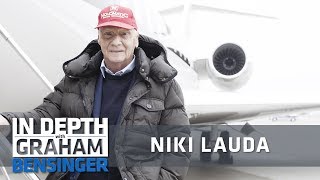 Niki Lauda takes reporter flying on his airplane [upl. by Nehtanoj]