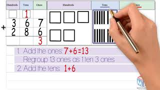 3digit addition regroup ones and tens Grade 2 [upl. by Tarrsus702]