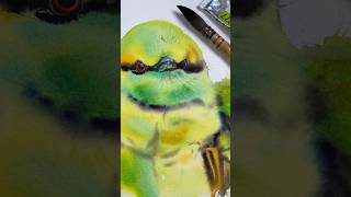 The process of painting Green Feathered Bird in Watercolor 🦜 watercolorbird watercolorpainting [upl. by Garrot]