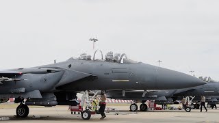 US Air Force F15s participated in a large force exercise within the North Sea airspace UK [upl. by Natanoj840]