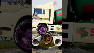 Chained Mixer Trucks vs Spinning Wheel shorts beamng beamngdrive beamngcrashes trucksvs [upl. by Nyssa]