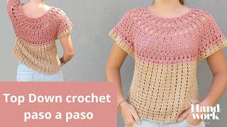 Cómo tejer Top a Crochet o Ganchillo Top Down en una sola pieza [upl. by Benjamin543]