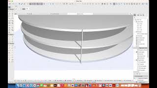 Archicad27 leicht gebogene Glasfassade am Kegelstumpf mit Stützen und Schale [upl. by Aicala403]