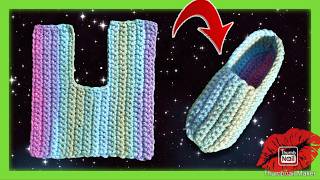 🥿Crochet Slippers in One Piece  Perfect Pattern for Beginners👀 [upl. by Gaddi]