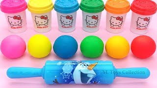 Learn Colors Hello Kitty Dough with Ocean Tools and Cookie Molds Surprise Toys Kinder Eggs [upl. by Perkoff]