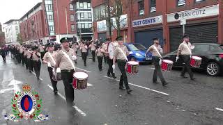 Lisburn Fusiliers FB  Sandy Row Remembrance Sunday Parade 121123 [upl. by Amik]