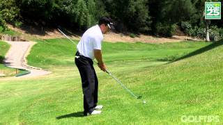 Golf Tips Magazine Stop Slicing Play A Sidehill Lie [upl. by Brandais287]