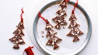 Chocolate and Peppermint Bark Christmas Tree Cookies [upl. by Ardnuahc]