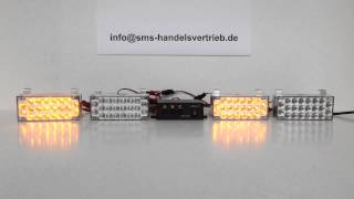 LED Blitzer Set 4 x 22 LEDs Frontblitzer Panel Strobo Rundumleuchte Gelb Feuerwehr [upl. by Clemens526]