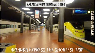 Arlanda Express travel from Terminal 5 to 4 in Arlanda airport Stockholm Sweden [upl. by Anauqes]