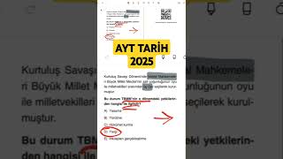 AYT 2025 TARİH NOKTA ATIŞI SORULAR 💯 [upl. by Reni39]