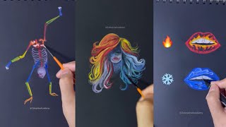 6 attractive painting ideas on a black notebook with watercolor colors  satifying  drawing [upl. by Worrell]