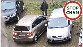 Mistrzyni kierownicy próbuje wyjechać z miejsca parkingowego w Szczecinie 1373 Wasze Filmy [upl. by Jeddy]