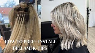 HOW TO PREP  INSTALL KTIP EXTENSIONS  BELLAMI KTIPS ASH BLONDE BALAYAGE  HAIR EXTENSIONS [upl. by Enisamoht493]