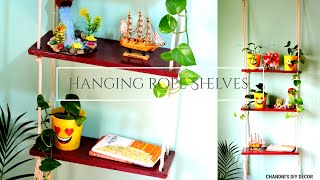 DIY Hanging Rope Shelves Under Rs 200  Floating Shelf  रस्सी और प्लाईवुड से घर को सजाएं। [upl. by Fishbein540]