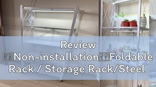 Review 【Noninstallation】Foldable Rack  Storage RackSteel Rack with Adjustable ShelfStorage Cabi [upl. by Nylarac]