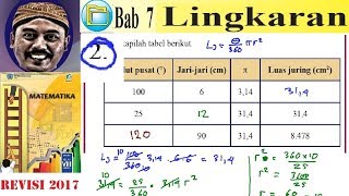 lingkaran matematika kelas 8 bse k13 rev 2017 lat 73 esai no 2 tabel juring lingkaran [upl. by Boris798]