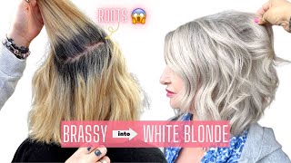 The Secret to Fixing Brassy Blonde to Platinum White Blonde Hair [upl. by Mandle102]