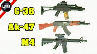 Airsoft Replicas de la G36 Ak47 y M4 de Iniciación  Cosas Compradas En Internet [upl. by Norrv610]