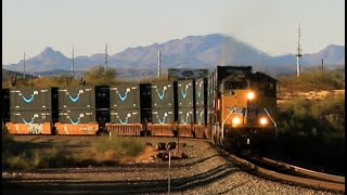 BNSF Phoenix Sub  Castle Hot Springs AZ WB UP Power  BNSF GP ALL Amazon 20 Nov 2023 [upl. by Ttocserp502]